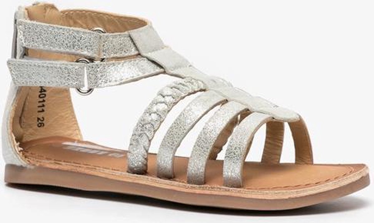 Groot leren meisjes sandalen - Zilver - Maat 25