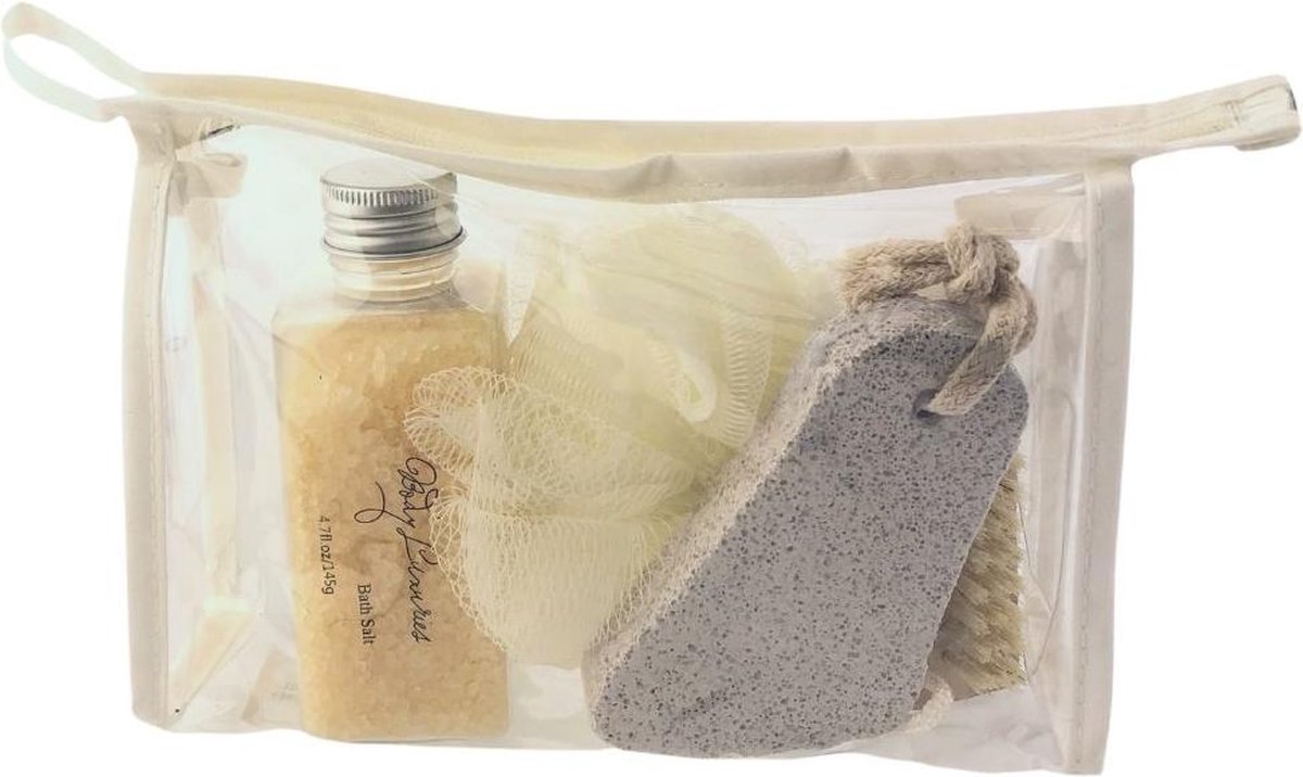 Orange85 Wellness Set - Beige - Klein - Puimsteen - Spons - Borstel - Badzout - Pakket - Beauty
