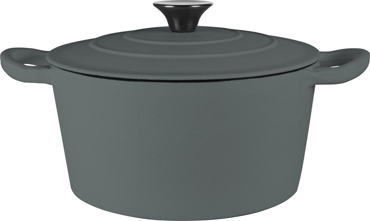 Braadpan rond gietijzer 24cm grijs