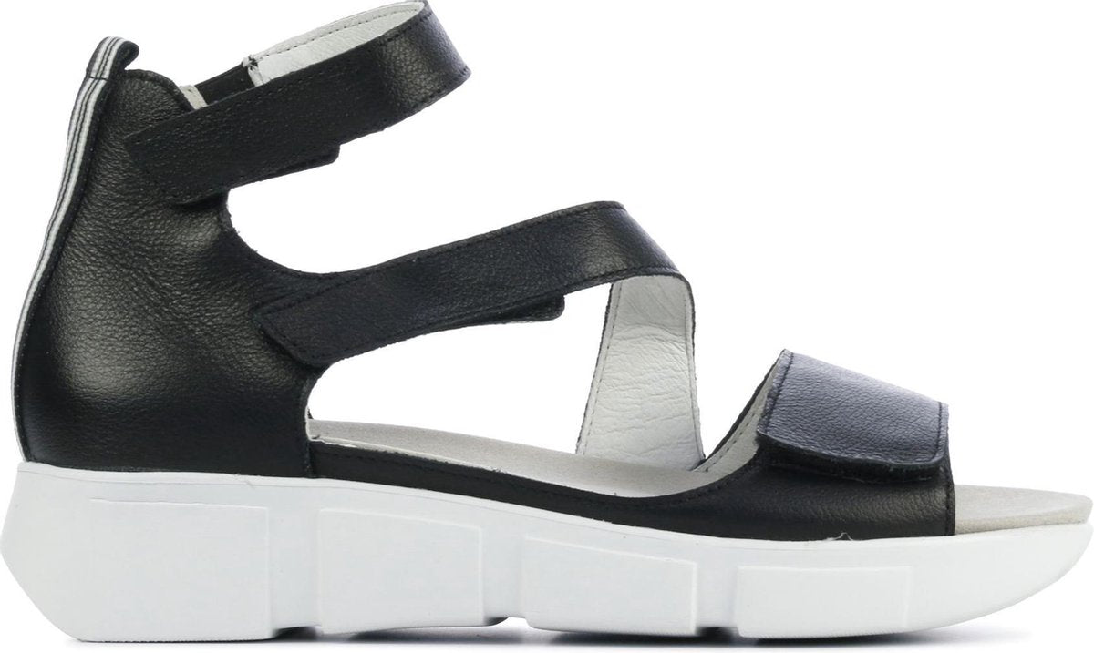 Waldlaufer Vrouwen Leren  Sandalen / Damesschoenen 757801 - Zwart - Maat 39