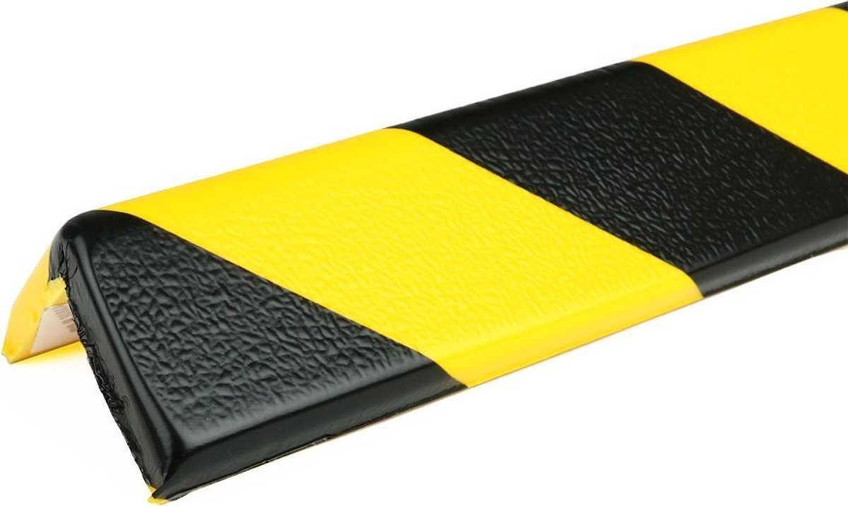 PRS stootrand hoekprofiel model 8 – geel-zwart – 1 meter Geel & Zwart 60 mm x 1 m (stuk) x 14 mm