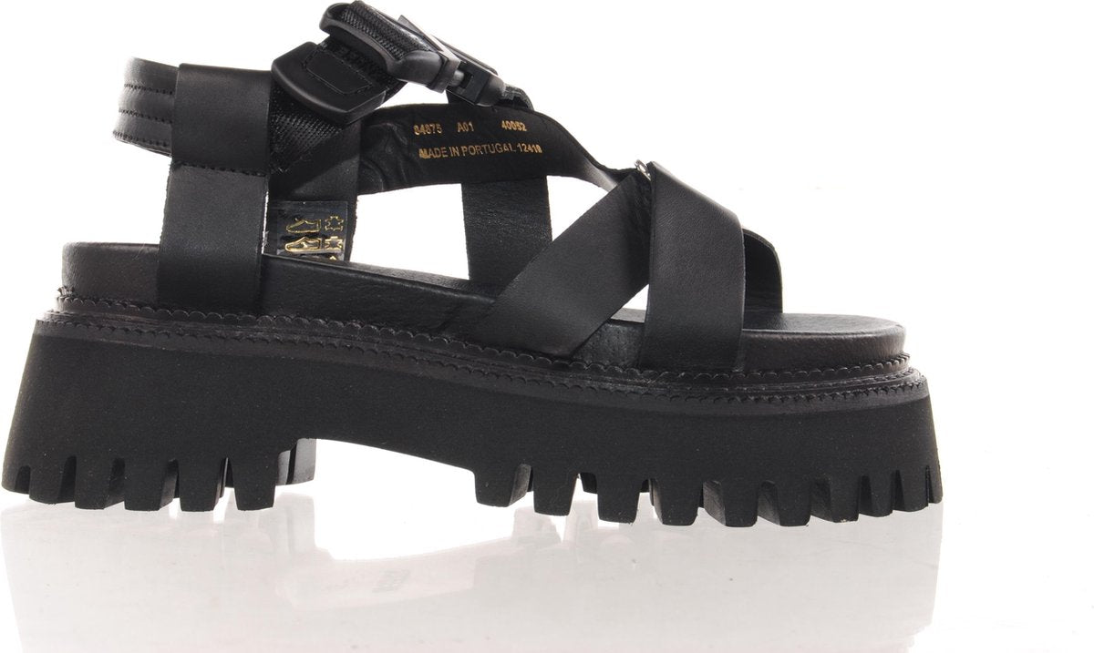 BRONX Stoere Damessandaal - "Groov-y Sandal Buckle" - zwart - maat 36