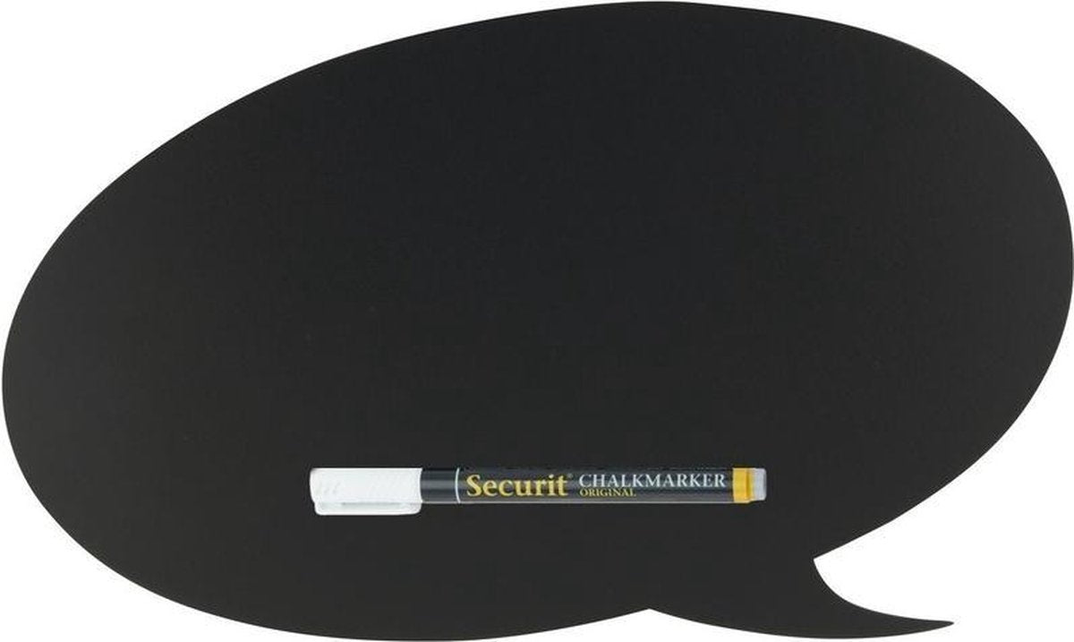 Zwart tekstwolk krijtbord 27 cm inclusief stift