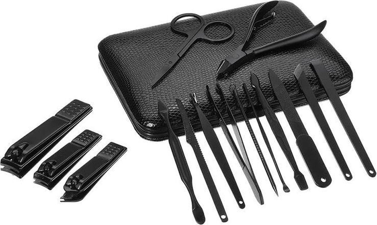 LYVION for men manicureset met reisetui / Luxe 15-delige manicureset voor hem / Hand