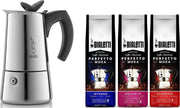 Bialetti Musa Percolator Inductie RVS 6 kops + Bialetti koffie proefpakket 3 x 250gr