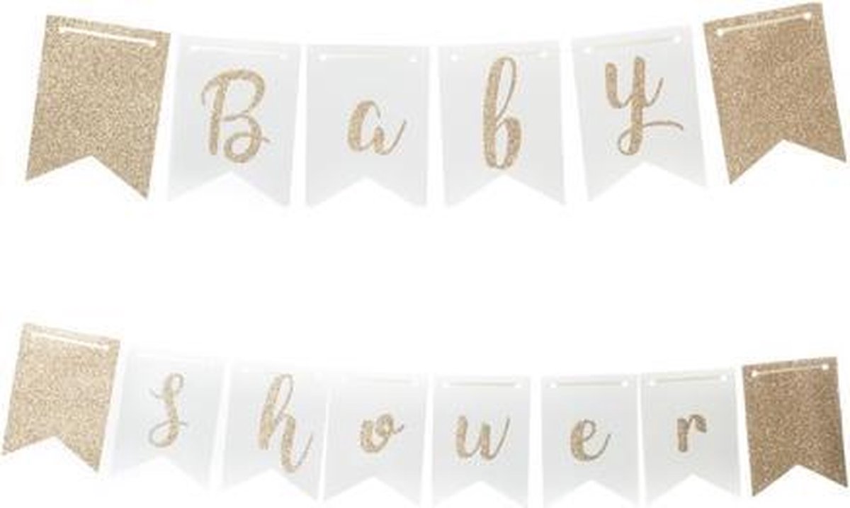 Babyshower luxe slinger - blauw-goud glitters - 3