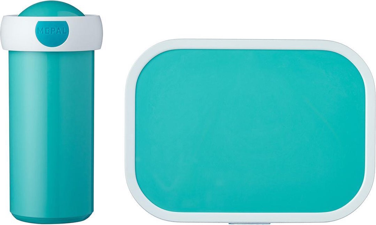 Mepal – Lunchset campus (sb + lb) – schoolbeker en broodtrommel voor kinderen – Turquoise – bento box - lekvrij