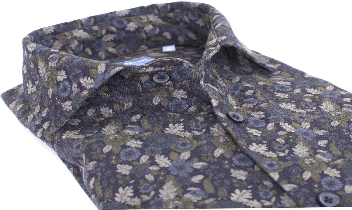 Overhemd flannel bloemen print - Tailored Fit
