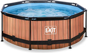 EXIT Wood zwembad ø244x76cm met filterpomp - bruin