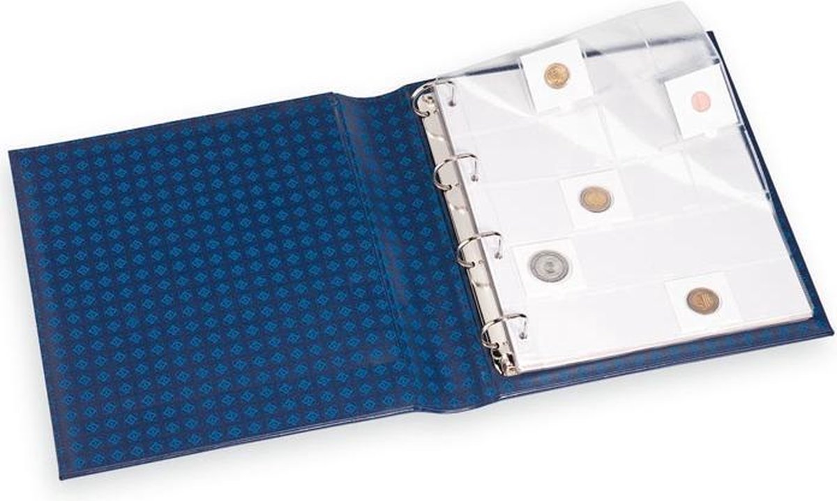 Leuchtturm Opbergbladen - set van 5 transparante opbergbladen met 20 vakjes voor munten in muntenhouders (50 x 50 mm) - GRANDE