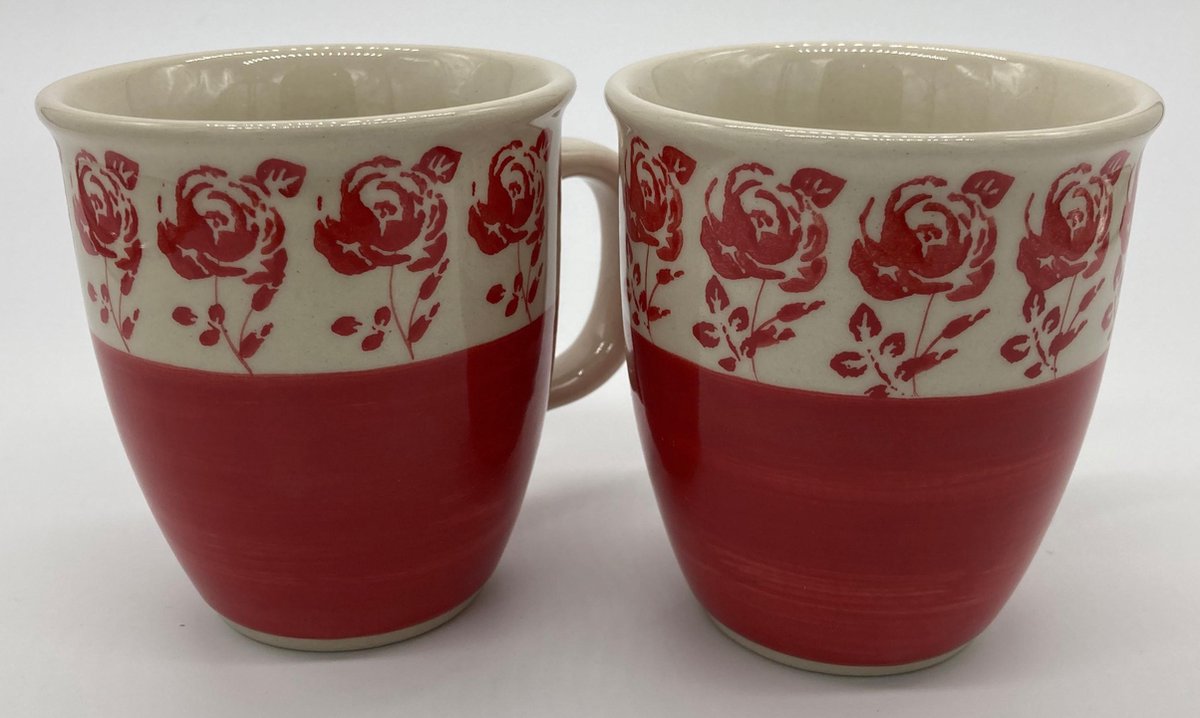 Bunzlau rode tulp bekers (2x)