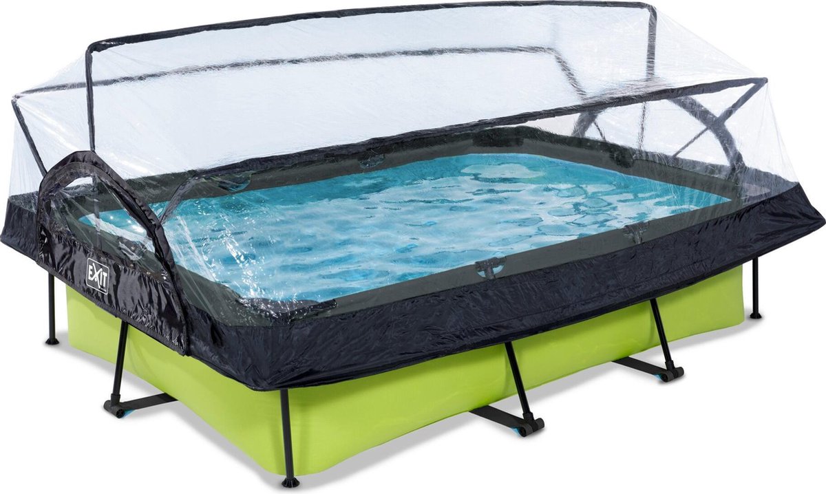 EXIT Lime zwembad 300x200x65cm met overkapping en filterpomp - groen