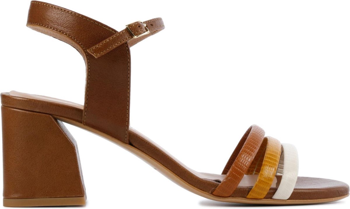 Stefano Lauran Vrouwen Leren Slangenprint Sandalen / Damesschoenen Ella - Bruin - Maat 41
