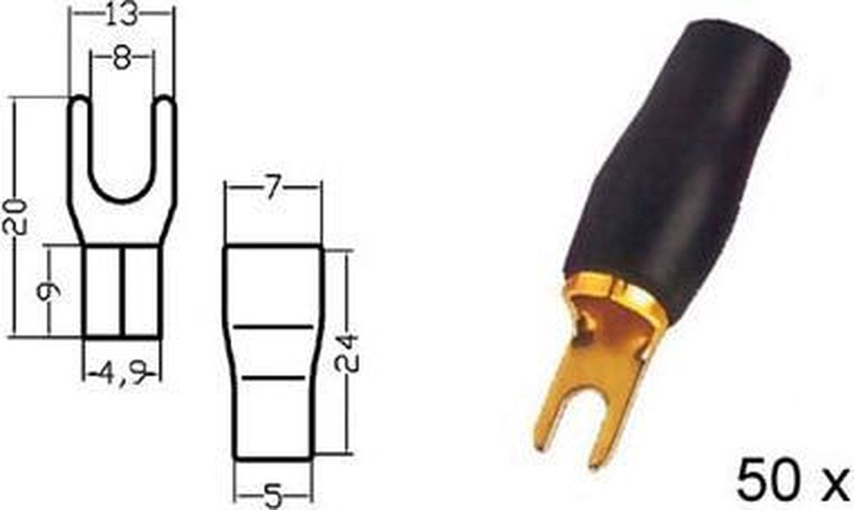 Kabelvork geisoleerd VERGULD zwart 10mm - 7AWG diam 8.5m