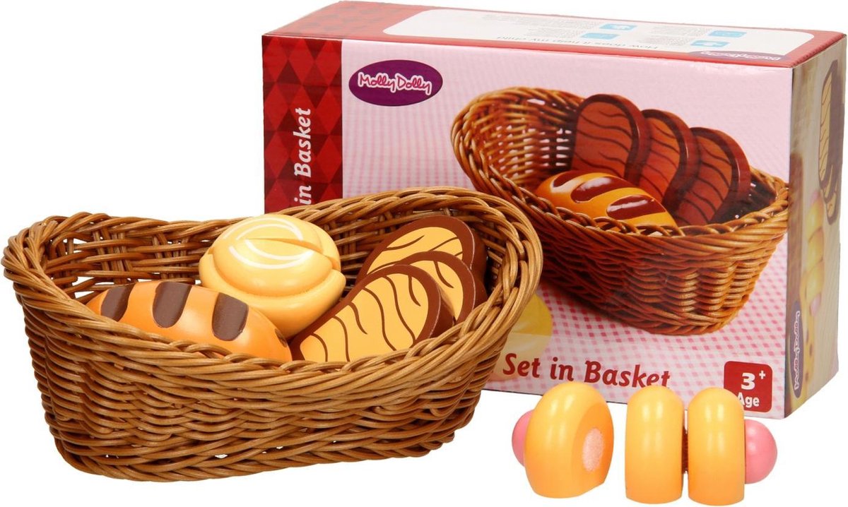 Houten brood in mand snijbroodjes hout