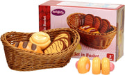 Houten brood in mand snijbroodjes hout