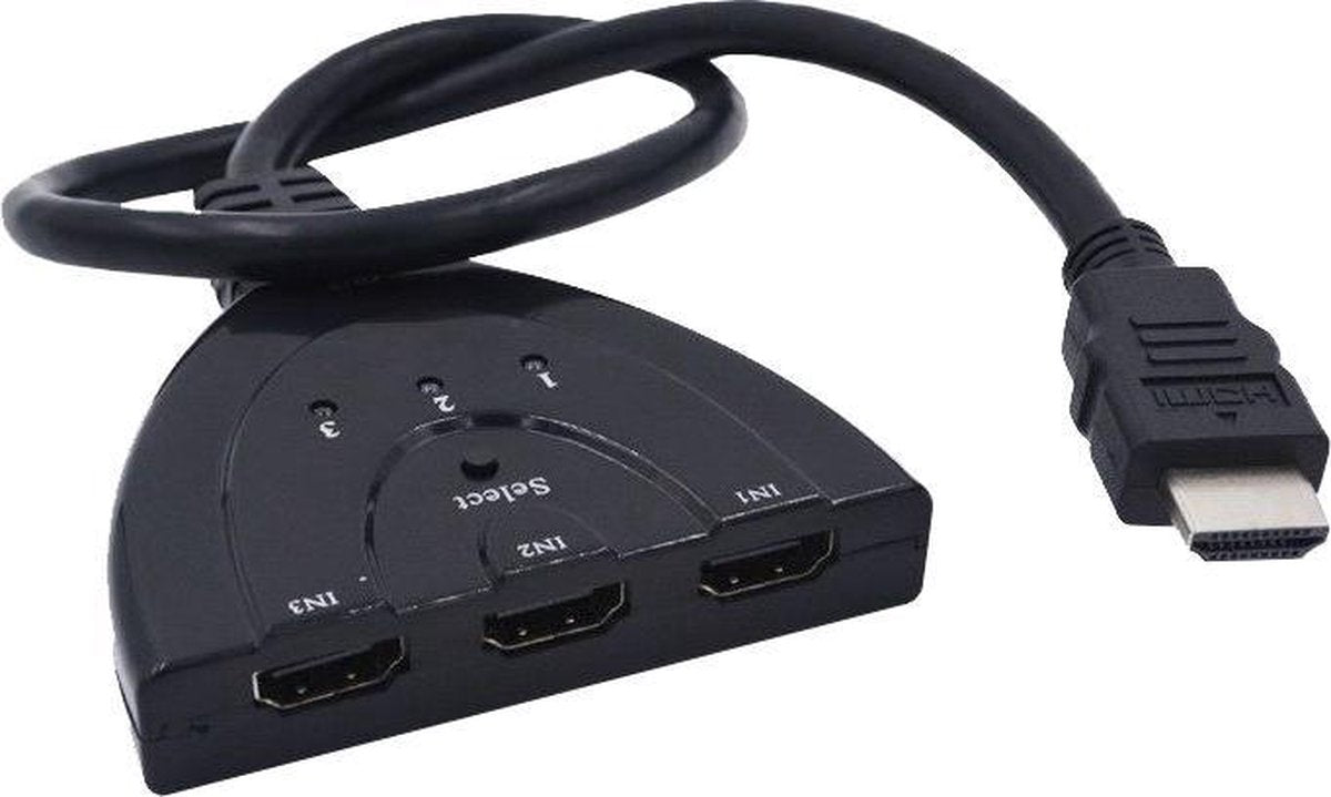 XIB HDMI Switcher 3 ingangen / 1080p Full HD Splitter / 3-in-1 HDMI wisselaar - Zwart