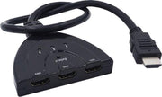 XIB HDMI Switcher 3 ingangen / 1080p Full HD Splitter / 3-in-1 HDMI wisselaar - Zwart