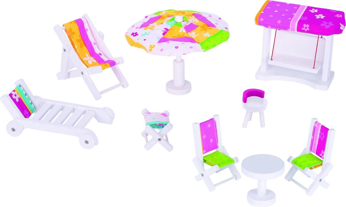 Goki Houten Poppenhuis Tuinmeubel Set 9-delig