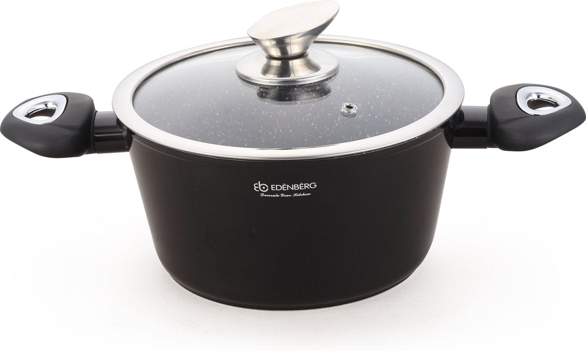 Edënbërg Black Line - Luxe Aluminium Kookpan met Deksel - Ø 20 cm