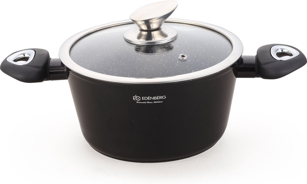 Edënbërg Black Line - Luxe Aluminium Kookpan met Deksel - Ø 20 cm
