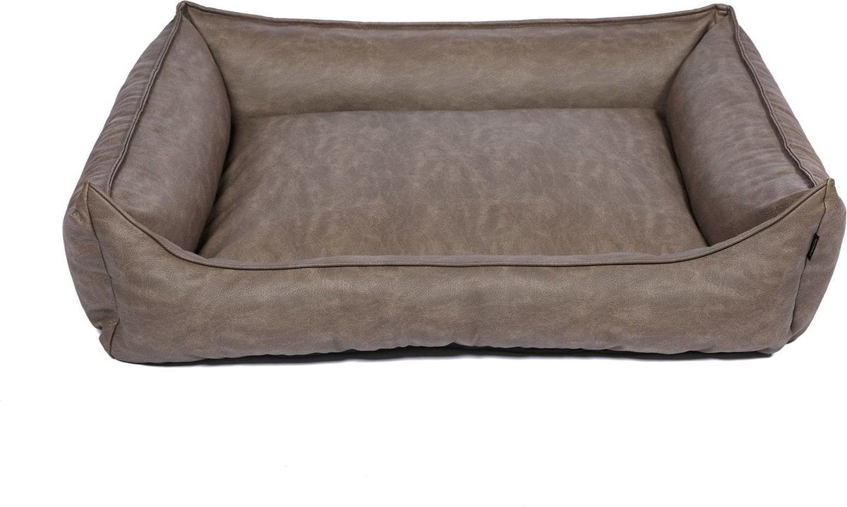 snObbs Buffalo L Hondenmand - Hypoallergene Hondenbank - Makkelijk Schoon te Maken Hondenkussen – Lederlook Design Hondenbed – 110 x 90 x 25 – Bruin