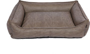 snObbs Buffalo L Hondenmand - Hypoallergene Hondenbank - Makkelijk Schoon te Maken Hondenkussen – Lederlook Design Hondenbed – 110 x 90 x 25 – Bruin
