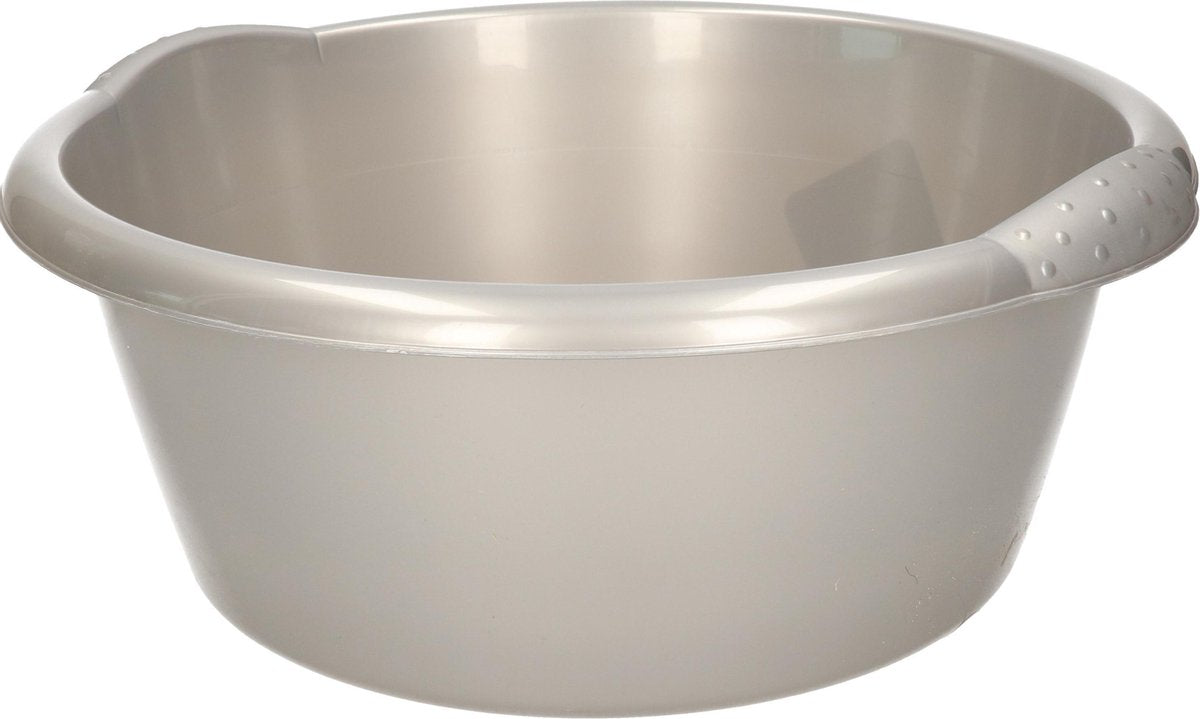 Ronde afwasteil/afwasbak grijs 10 liter 38 x 16 cm - Florencia teilen - Kunststof/plastic schoonmaakemmer/sopemmer teil