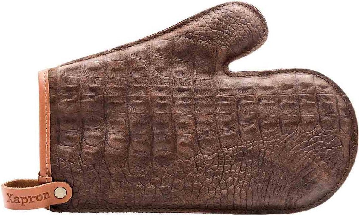 Xapron leren (BBQ) ovenwant Caiman - kleur Brown (bruin)