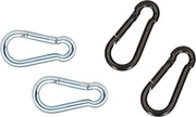 4x stuks karabijnhaak / karabijnhaken verzinkt staal - 8 cm - 2x zwart en 2x zilver - snaphooks/ carabiners