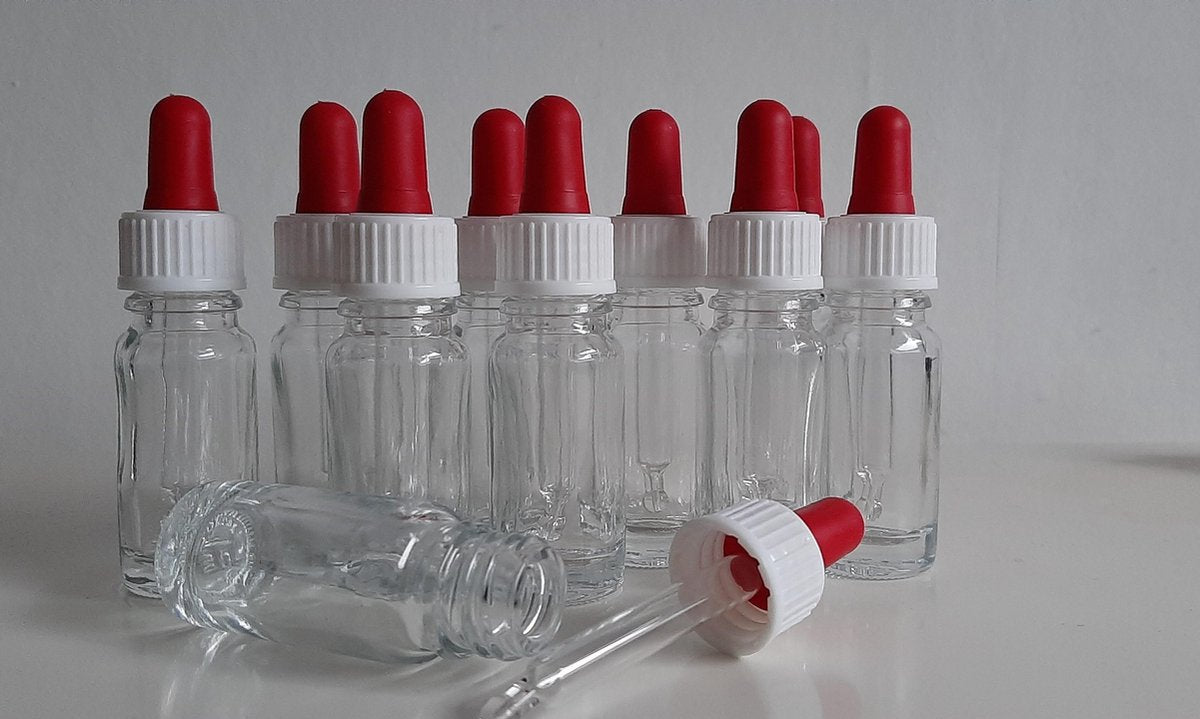 10 heldere flesjes met pipet