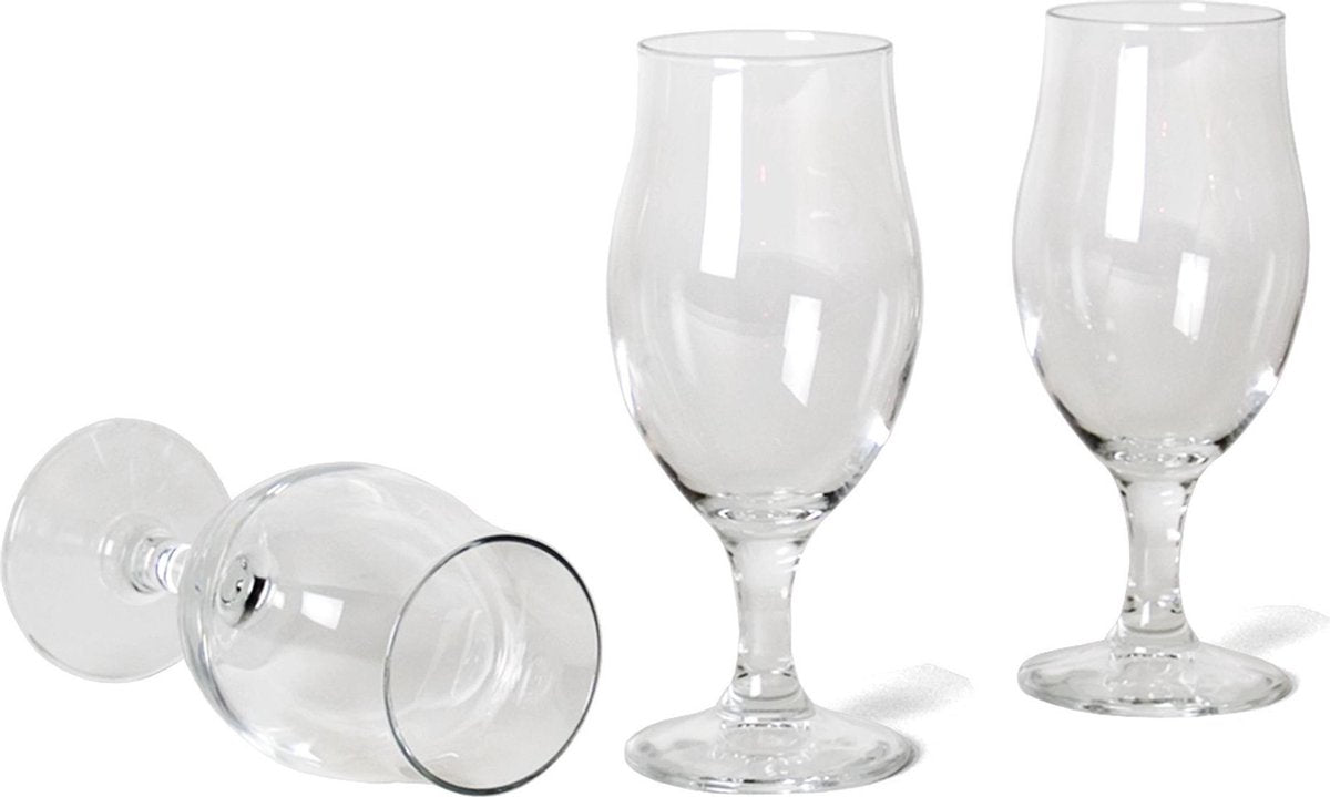 12x Stuks speciaalbier glazen set - 520 ml - tulpvormige bierglazen op voet