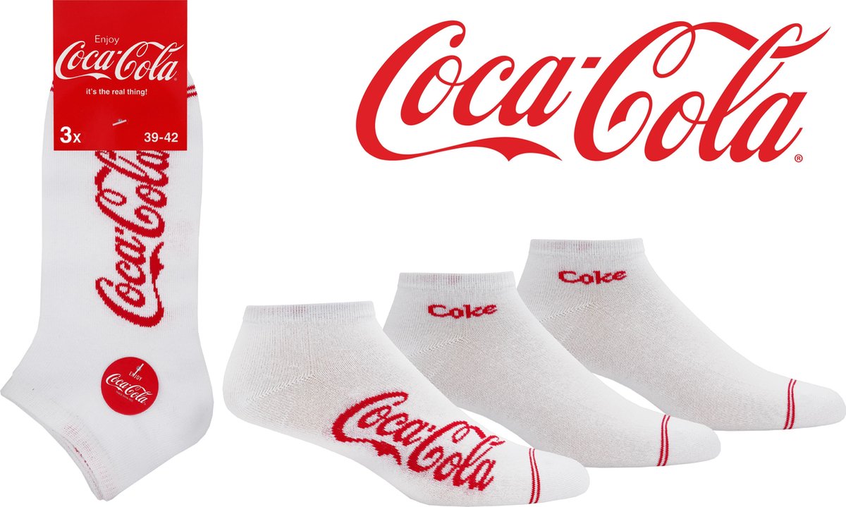 COCA COLA SOKKEN - Coke sneakers - 39/42 - wit - 6 paar