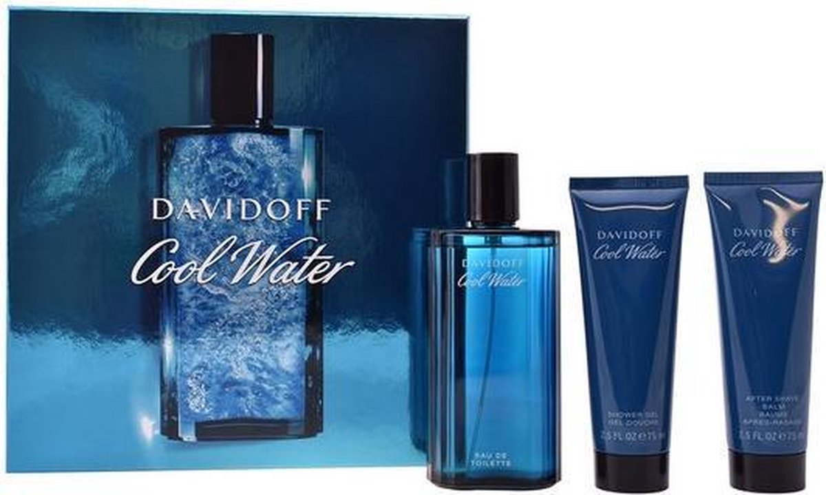 Davidoff Cool Water Geschenken 125ml EDT + 75ml Aftershave Balsem + 75ml Douchegel