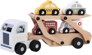 Houten auto transporter 112 wagens politie brandweer ambulance taxi hout