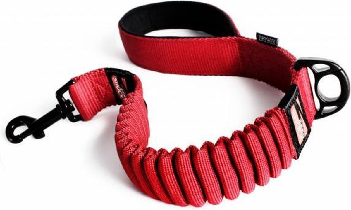 EzyDog Zero Shock - Korte Hondenriem - 64cm - Rood