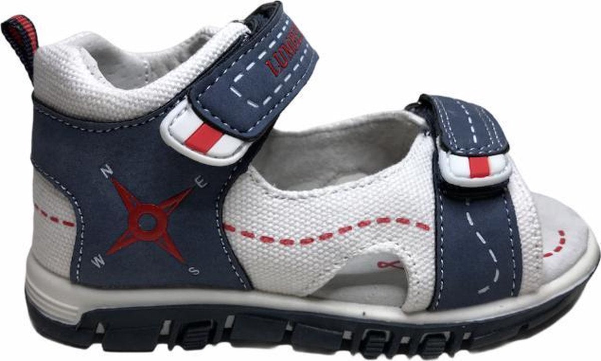 Lumberjack velcro kompas dichte hiel jongens sandalen Billy blauw wit mt 21