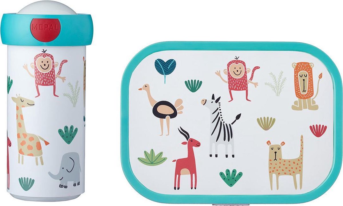 Mepal – Lunchset campus (sb + lb) – schoolbeker en broodtrommel voor kinderen – Animal Friends – bento box - lekvrij