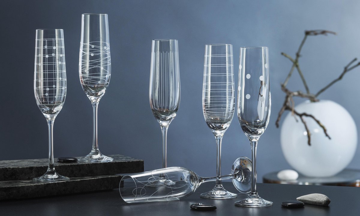 Elements Champagneglazen - 6 Stuks - Kristal - 190 ml