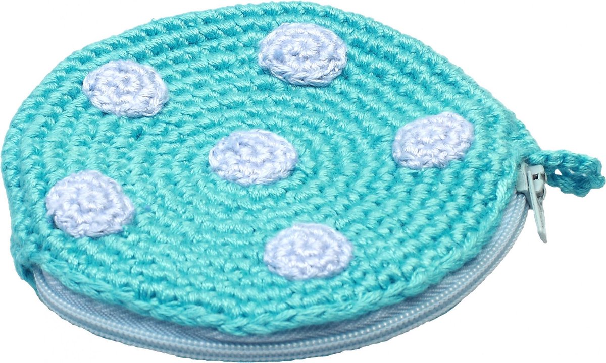 Naturezoo Etuitje Rond Met Stippen 8 Cm Blauw