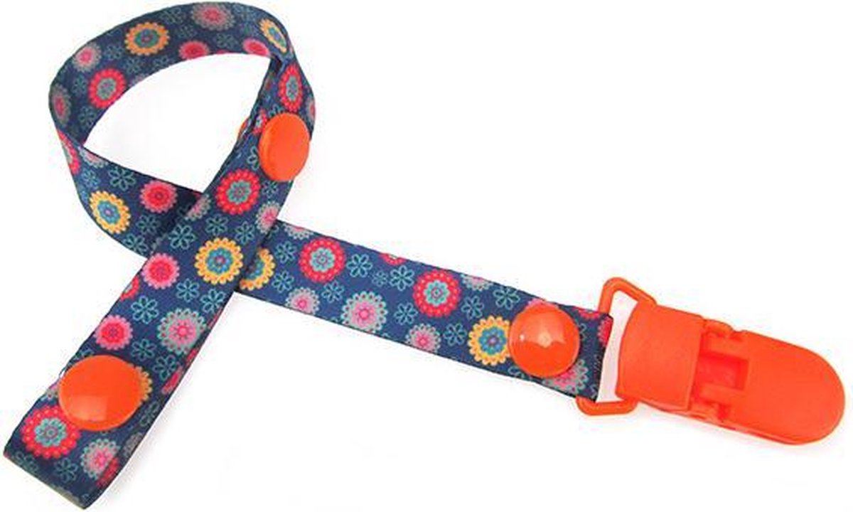 JillyBee - Speenkoord - Speen - Koord - Bloemetjes - Bloemen - Oranje - Blauw
