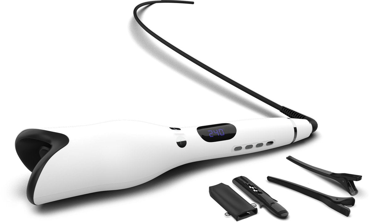 Automatische Krultang – Haarkruller – Geschikt Voor Ieder Haartype – Incl. 2 Haarclips – Cadeau Voor Haar - Wit - E-Shoppr®