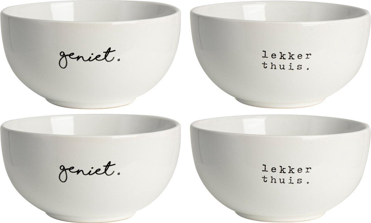 Kommetje Ø 13x7cm set Geniet/Thuis - set 2 stuks