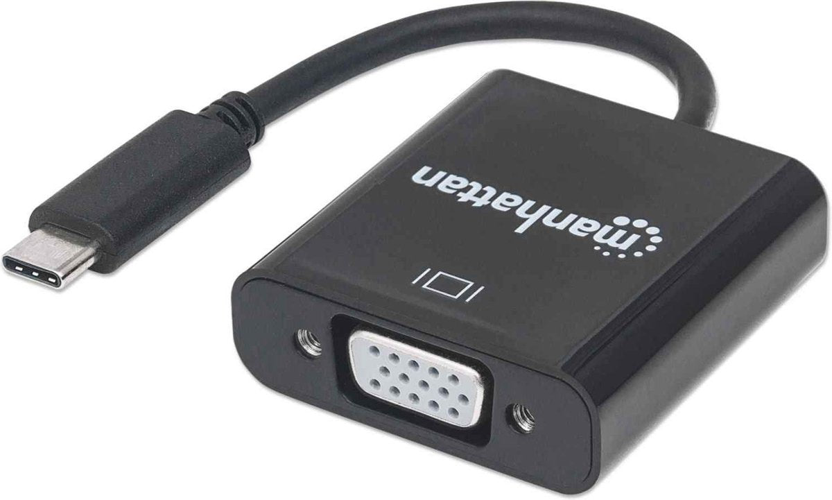 Manhattan 151771 USB / VGA Adapter [1x USB 3.2 Gen 2 stekker C (USB 3.1) - 1x VGA-bus] Zwart Kleurcodering