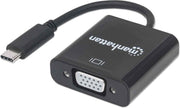 Manhattan 151771 USB / VGA Adapter [1x USB 3.2 Gen 2 stekker C (USB 3.1) - 1x VGA-bus] Zwart Kleurcodering