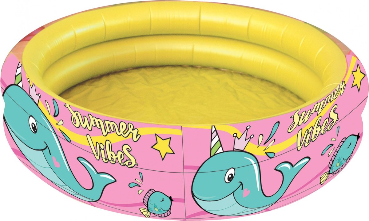 Arditex Opblaaszwembad Whale Junior 100 X 30 Cm Roze/geel