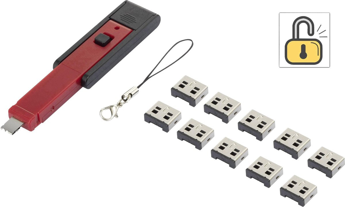 Renkforce USB-poortslot rf-USBBlocker-01 Set van 10 stuks Zwart