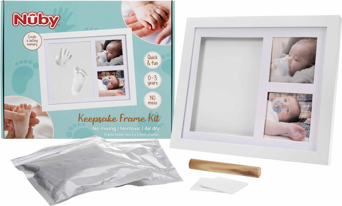 Nûby - Fotolijst baby met kleiafdruk - 1 kleiafdruk & 2 foto's