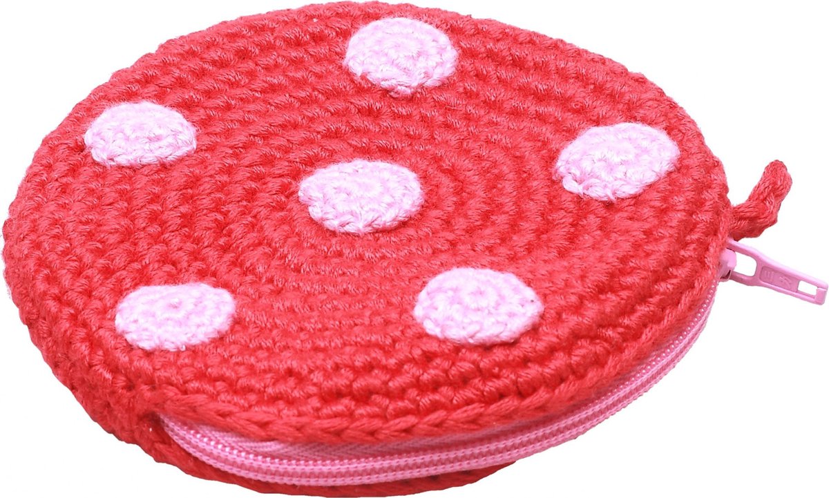 Naturezoo Etuitje Rond Met Stippen 8 Cm Rood/roze
