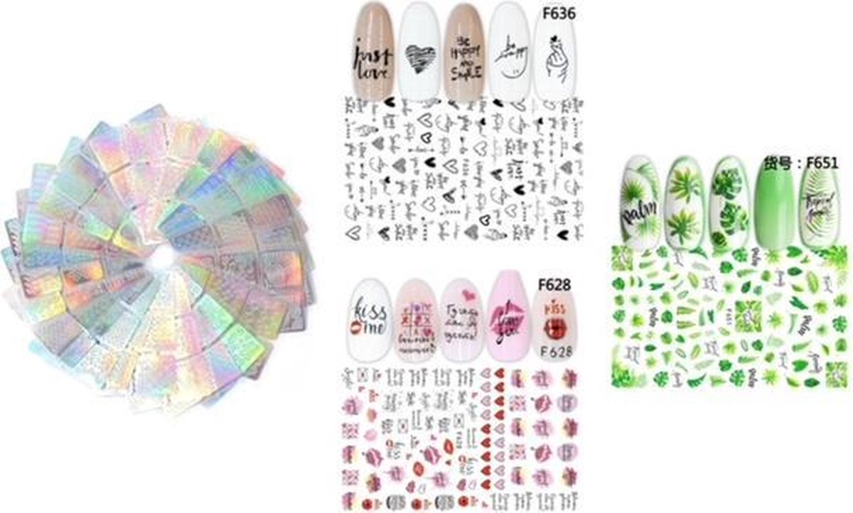 GUAPÀ - Nail Art 3D Sticker & Sjablonen Set - Nagel Decoratie & Versiering Folie - 15 Zelfklevende Sticker Vellen